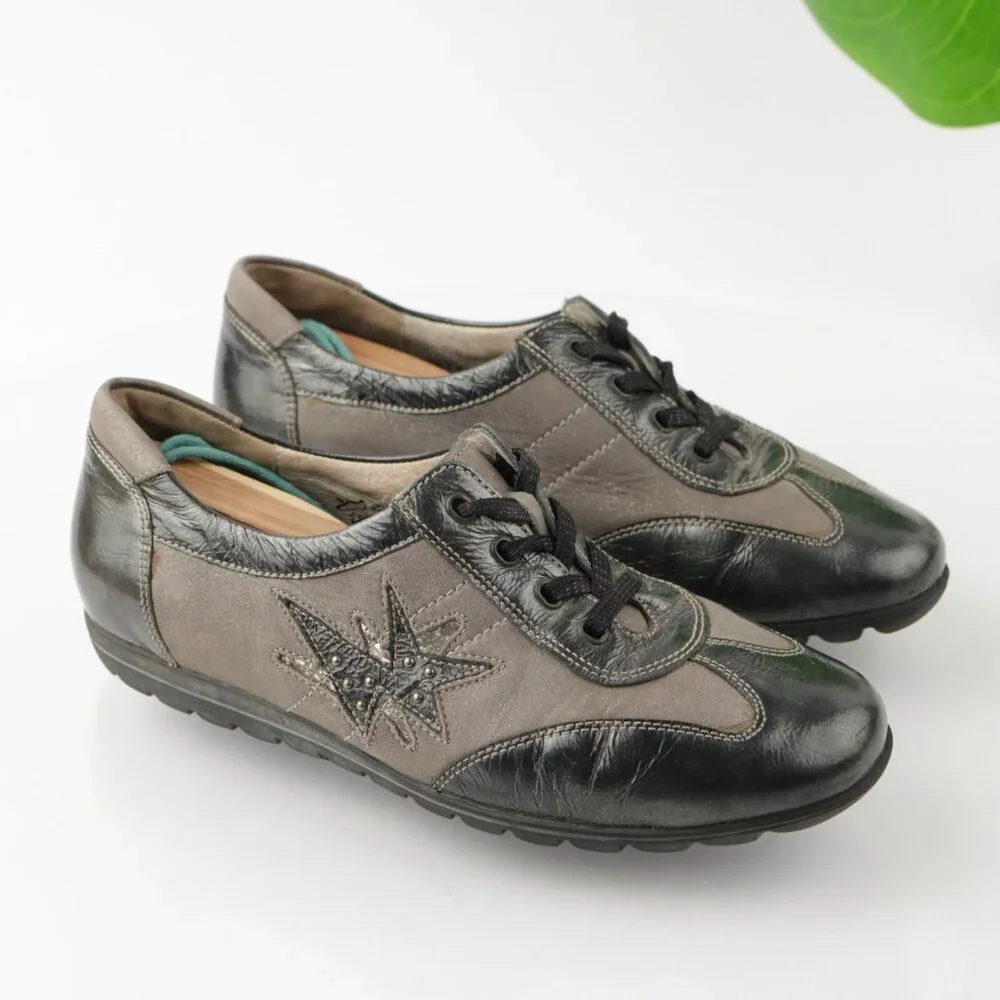Waldlaufer Womens Henni Oxford Size 6‎ Gray Silver Lace Up Shoe Casual Comfy